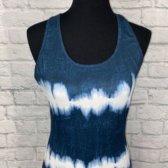 Women’s tie dye tank top maxi dress blue & white sz L women - Picture 2 of 9